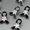 1Pcs French Romantic Pearl  Brooches Jewelry Black Ribbon Awareness Pin Funeral Ribbon Badges Diy Accessories