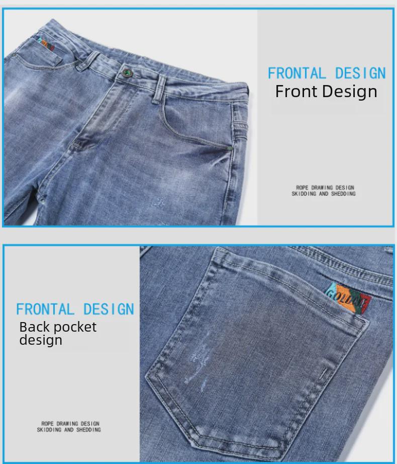 Men's Korean Style Slim Fit Elastic Jeans - Casual Straight Trousers for Spring