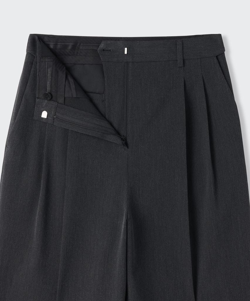 MUSINSA STANDARD WOMAN Women'S High-Waisted Wide Hidden Banding Slacks [Charcoal Gray]