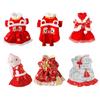 Dog New Year Apparel Pet Coat Tang Suit Wind Resist Furry Lining Warm Outfit
