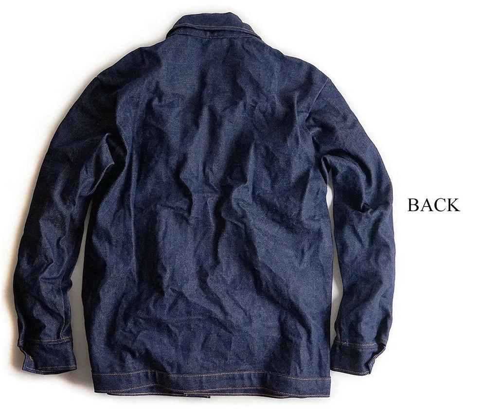 Prison Blues Denim Yard Rigid Custom Red Fox Size L Coat, Blue, Stitch, [Used]