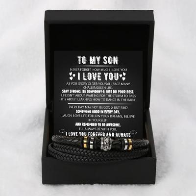 Bracelet en Acier Inoxydable Pour Mon Fils, Cadeaux Pour Fils de Maman Papa, Cadeau d'Anniversaire Pour Fils, Bracelets Homme, Boîte Cadeau avec Carte Message
