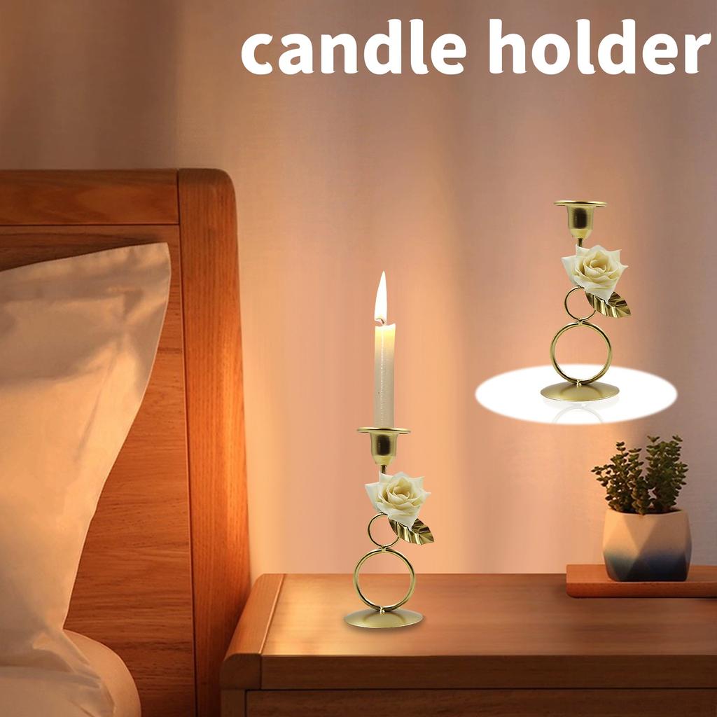 Iron Candlesticks, Vintage Metal Carved Flower Circular Ring Candle Holder Desktop Decorative Candle Stand For Wedding Dinning Party Table Home Decor