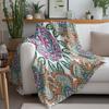 Boho Floral Mandala Blanket Psychedelic Pattern Throw Blanket Colorful Geometric Print Bed Blanket Festival Gift Idea