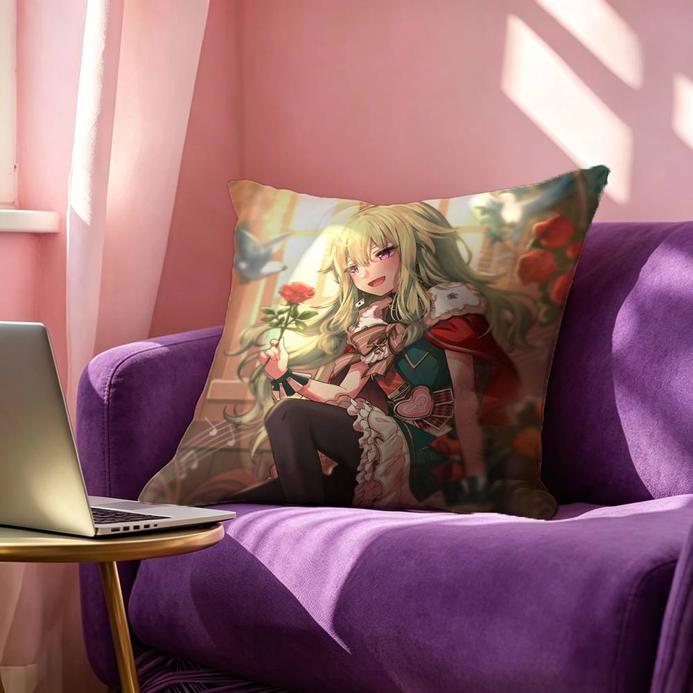 Kusanagi Nene Badge Music Game Cosplay Square Double-Sided printed Pillow Case Bedroom Bedside Pillow Sofa Cushion Cover