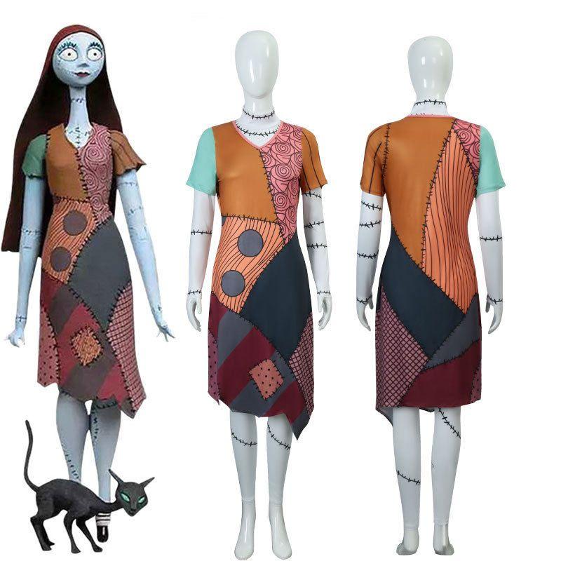 The Nightmare before Christmas Sally Skellington Adult Cosplay Anime Costume Dance Performance Outfit