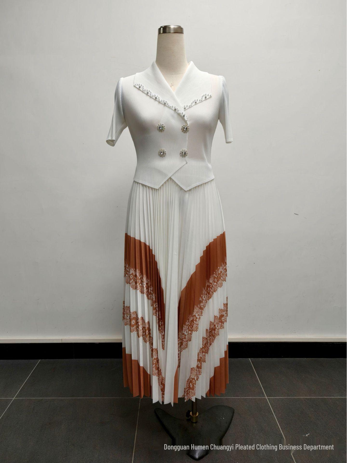 Miyake Africa-European Plus Size Fashion Rhinestone Slimming Dress for Women One Size 80/180 белый