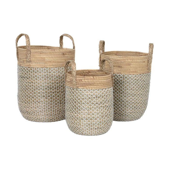 Lot de paniers de rangement - Home ESPRIT - 3 pièces - Multicolore - PVC - Corde - Herbe marine - Jonc - 44x57x44 cm