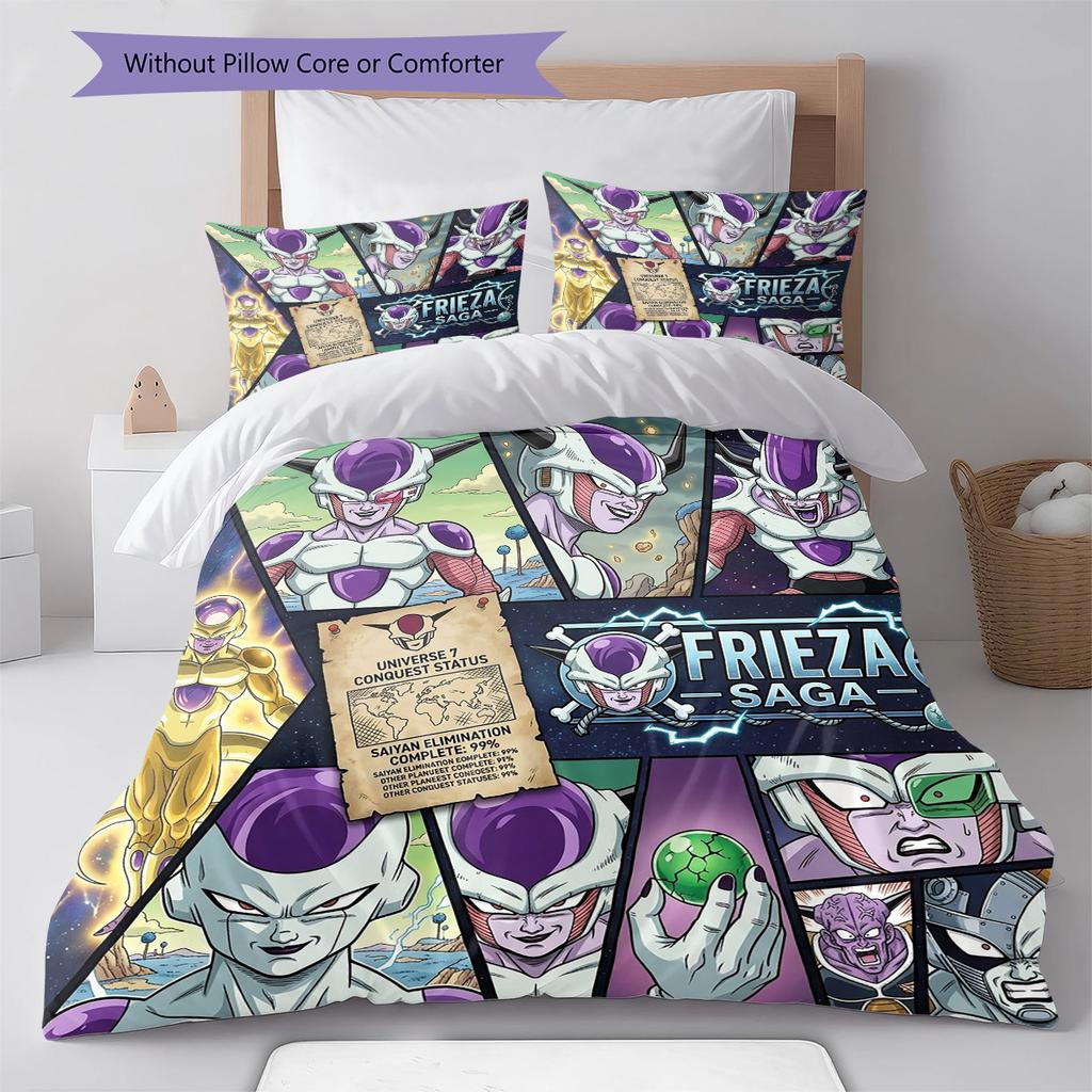 Frieza Pattern Bedding Quilt Set Quilt Cover Pillowcase Home Birthday Gift(1 * duvet cover + 2 * pillowcase, without core)