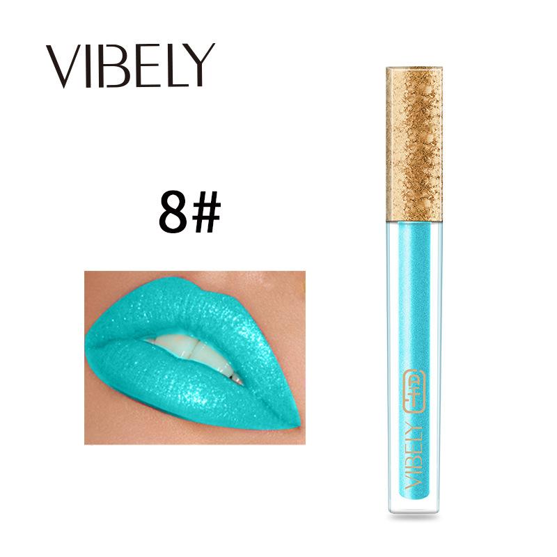 VIBELY 15 Color Does Not Take Off Makeup, Red Beads, Light Flashing Lip Glaze Makeup