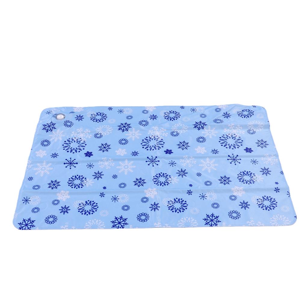 Pet Cooling Pad Reusable Water Filled Summer Heat Dissipation Mat for Dogs Cats 60x90cm Sky Blue Snowflake Pattern