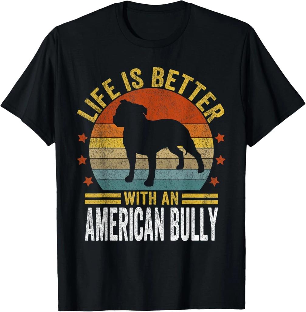 La vita è migliore con un American Bully Maglietta Unisex Retro Regalo Mamma Papà Bully