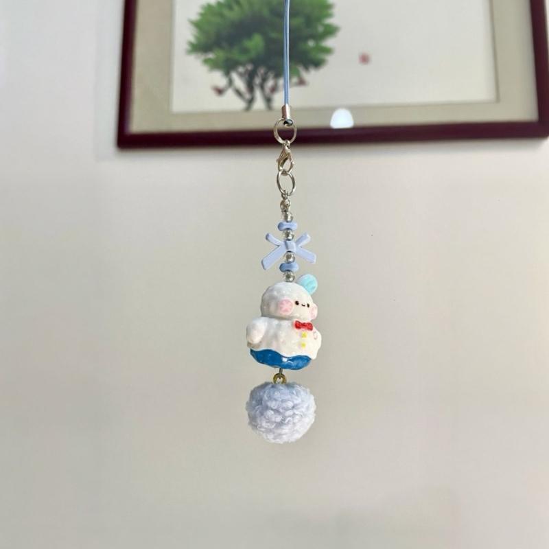 Game Love And Deepspace Zayne Cosplay Keychain Kawaii Resin Snowman Pendant Phone Chain Keyring Key Chain Bag Accessories Gift