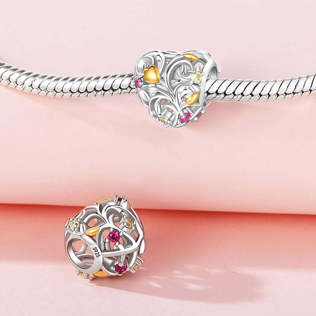 Beads Copper Charms Original Hollowed-Out Vine Heart Beads Fit Bracelet Jewelry Diy Women Fine Gift Accessory