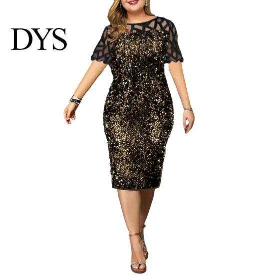 Abito Paillettes Rete Formale Estivo Donna Rete Hip Wrap per Matrimonio