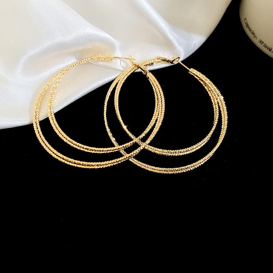 Gold French Simple Round Plain Ring Earrings Light Luxury Earrings Hong Kong Style Earrings