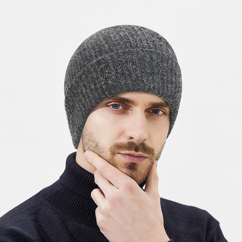 Winter New Wool Double-layer Thread Thickened Cold-proof and Warm Knitted Hat Men's and Women's Simple Ski Wool Cold Hat