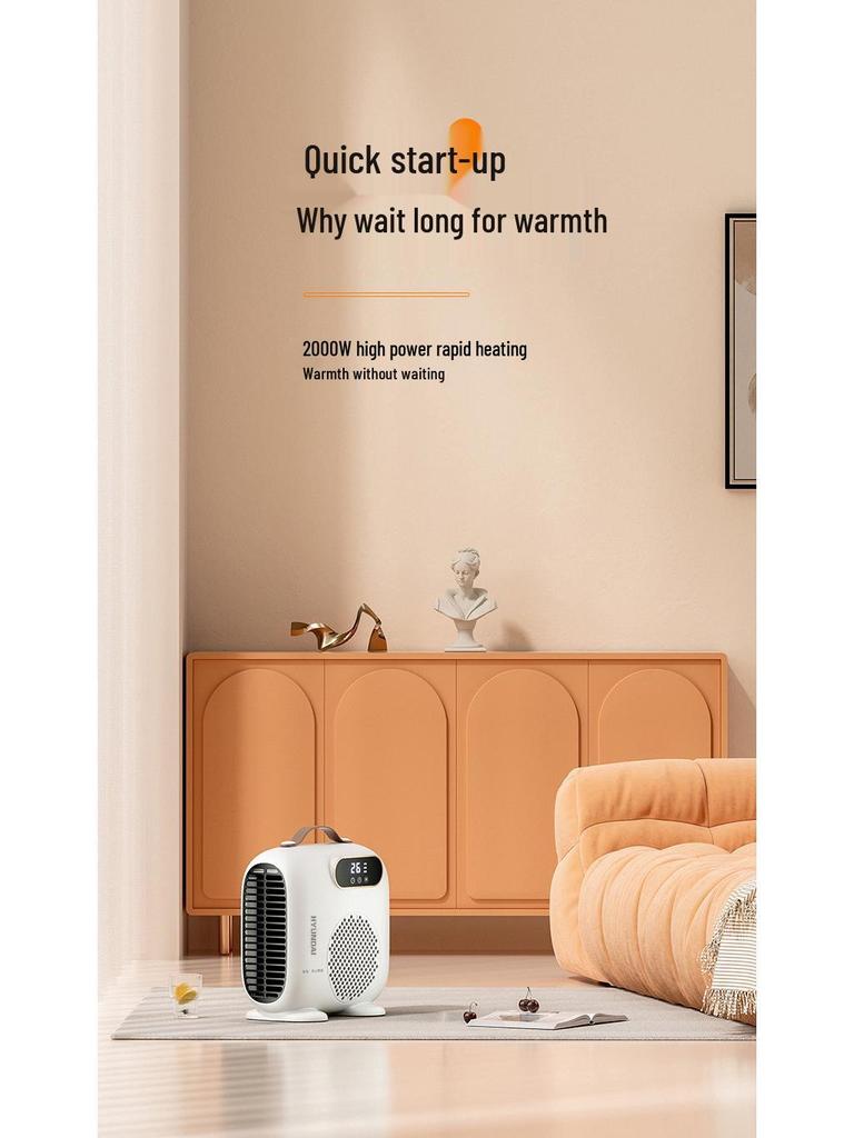 Hyundai Little Sun PTC Fast Heating Desktop Electric Heater - Energy & Power Saving Warm Air Blower for Home or Office.