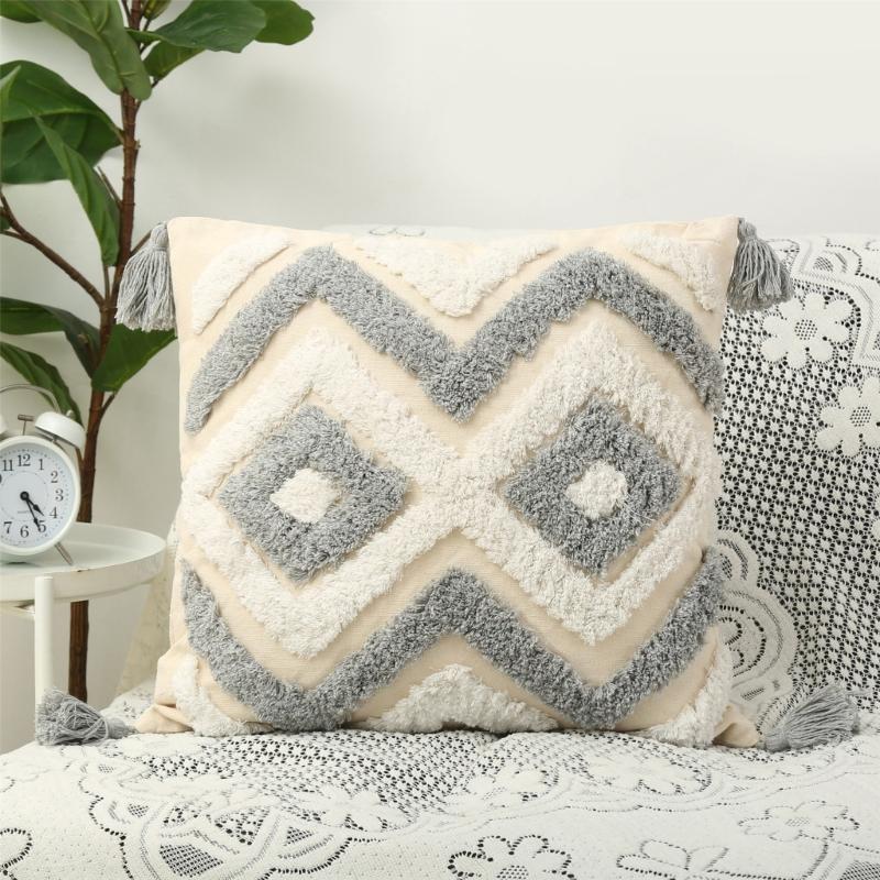 Pillowcase Tufted Throw Pillow Covers Cushion Slipcover for Living Room Bedroom Sofa Couch Home Decoration 45x45cm