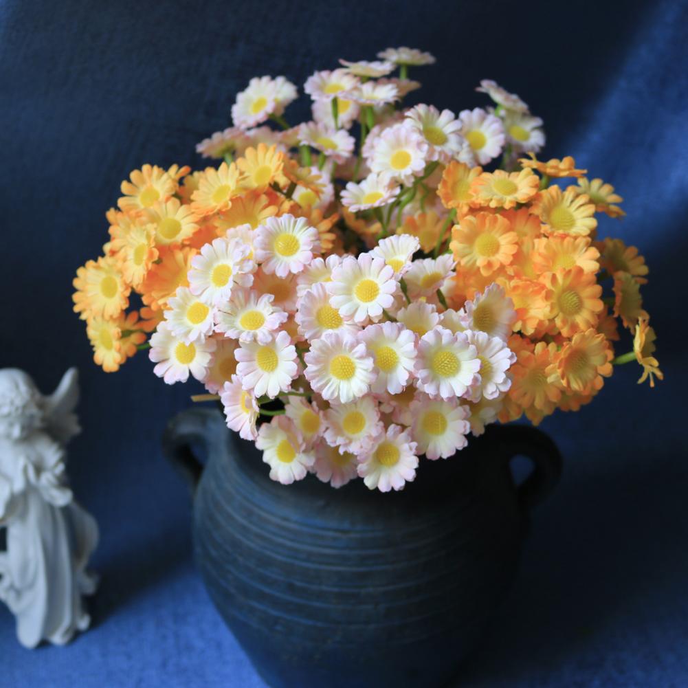 Fake Daisies Artificial Flowers Artificial Flower Bouquet with Flexible Stems Silk Faux Blooms for Wedding Centerpieces