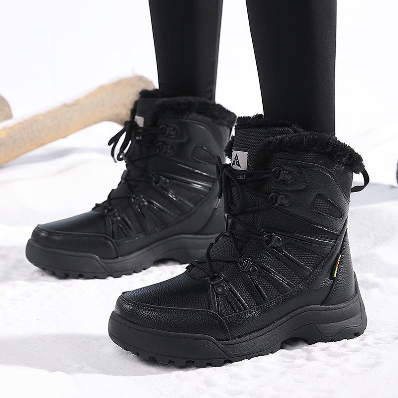 Winter Snow Boots Plush Warm Cotton Shoes Wear-resistant Windproof Sports Outdoor High-top Lace-up Boots Large Size