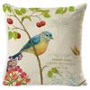 Village Style Rural Flower And Bird Sofa Pillow Cover Linen Spring Cushion Cover Car Waist Backrest Cover