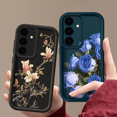 INS Hülle mit Blumenmuster für Samsung A57 A37 A17 A56 A36 A16 A55 A35 A15 A54 5G S21 FE S22 S23 S24 S25 Plus S26 Ultra Bumper Abdeckung