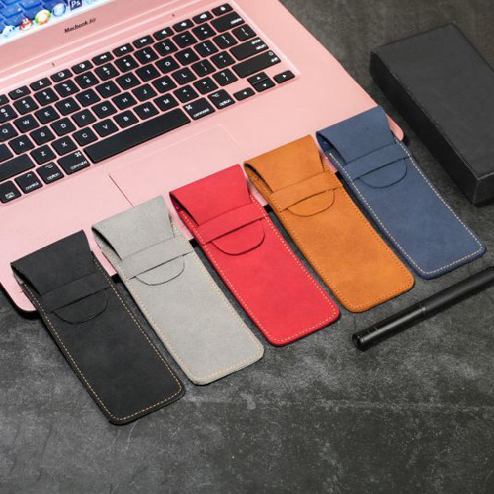 Vintage Leather Pen Case Pocket Pen Pouch Mini Stationery Organizer Bag For Students Office Women Men Business Travel