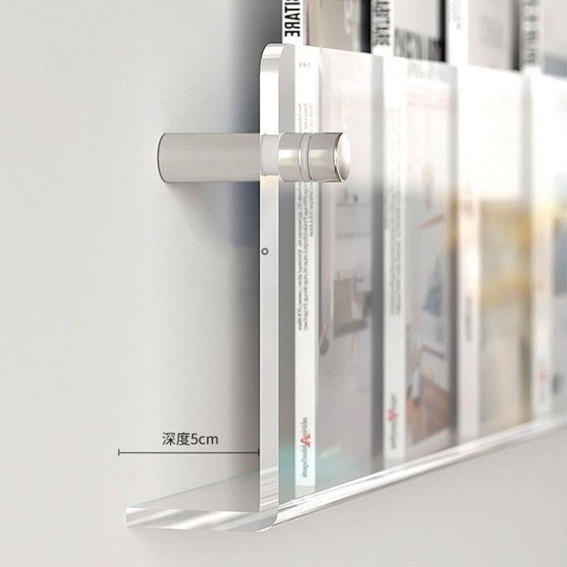 Przezroczysty Akrylowy Dekor Ścienny Stojak na Czasopisma Książeczki dla Dzieci Gazety Płyty Półka Montowana na Ścianę