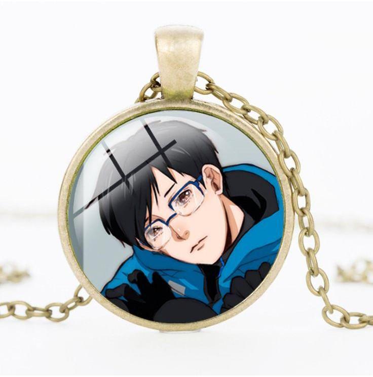 Alloy Acrylic Round Pendant Figure Pattern Necklace Unisex Chain bronze