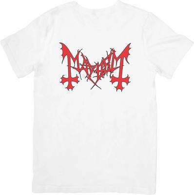 Mayhem Music T-shirt di cotone di qualità per uomo e donna bianca.