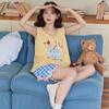 2026 Women's Summer Cotton Pajama Set with Built-in Bra, Cute Cartoon Tank Top & Shorts for Indoors and Outdoors