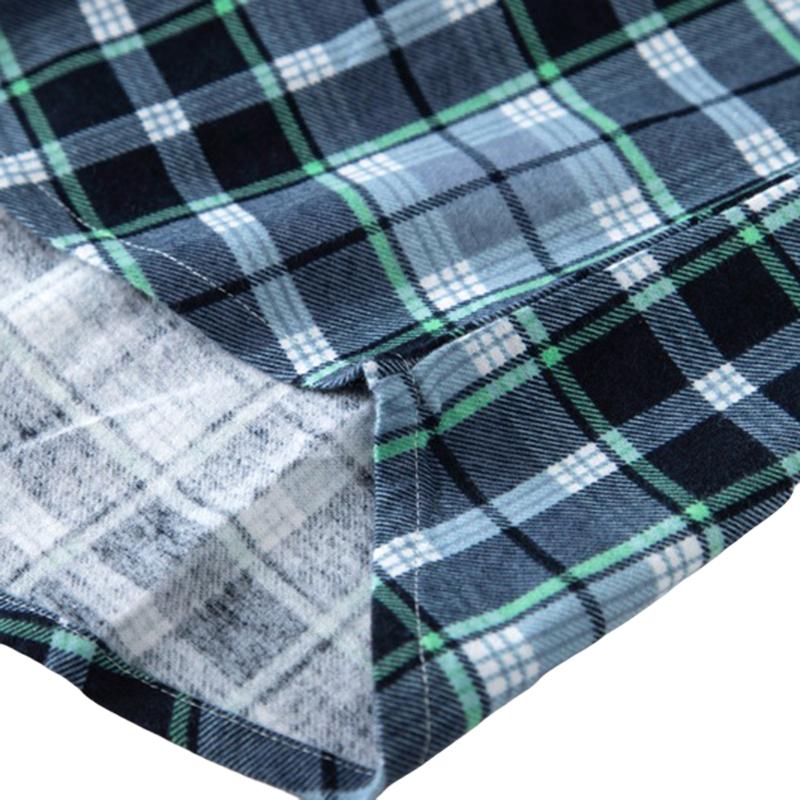 Kadın Gecelik Klasik Ekose Düğme Aşağı Sleepshirt pamuklu uzun kollu tişört Gecelik Pijama Üst Erkek Arkadaşı Çentik Yaka Pijama