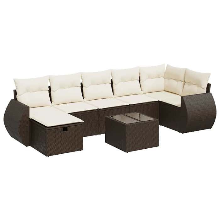 VidaXL Garden Lounge Set 8 Pcs with Brown Cushions Wicker 3325619