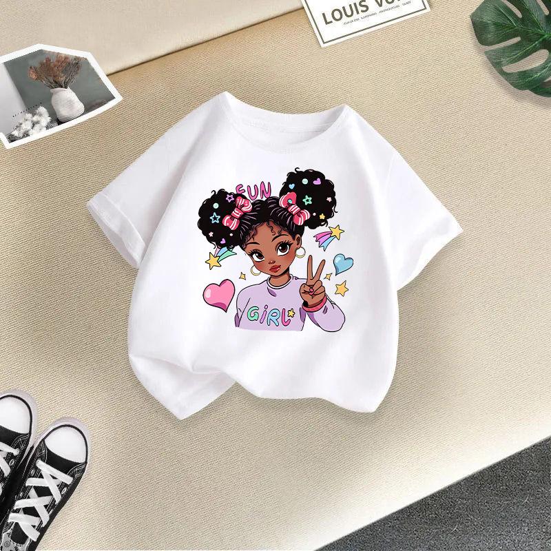 Girls' Cartoon Print Casual Round Neck Short-Sleeve T-Shirt - Summer Collection