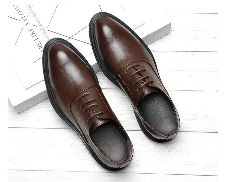 

Fashion Mens Dress Shoes Oxfords Business Office Pointed Black Brown Lace-Up Men s Formal Shoes Wedding shoes 569 44 коричневый