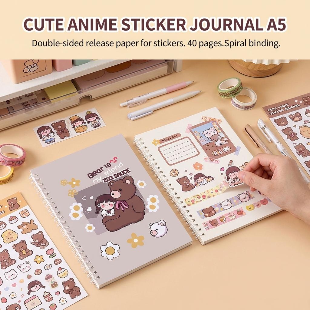 Carnet à spirales double face A5 B5 Style Anime Pour Étudiants et Employés de Bureau