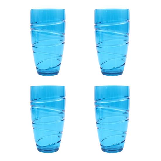4Pcs Plastic Tumblers Set Reusable Tumbler Glasses with Swirl Design Stackable Water Cups for Garden Picnics Camping BBQs Parties