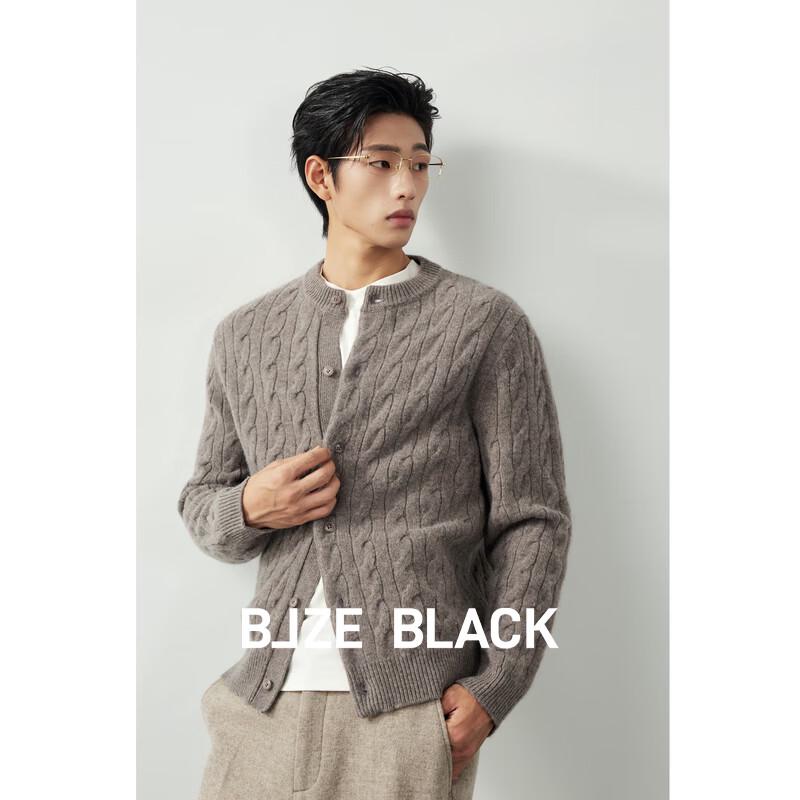 Earl Zhuoer Men's 100% Wool Cable-Knit Cardigan