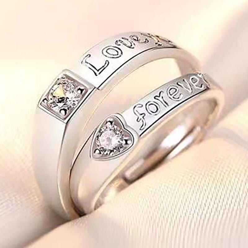 Korean Style Zircon Couple Rings: Elegant, Versatile, Adjustable Crown Design for Men and Women