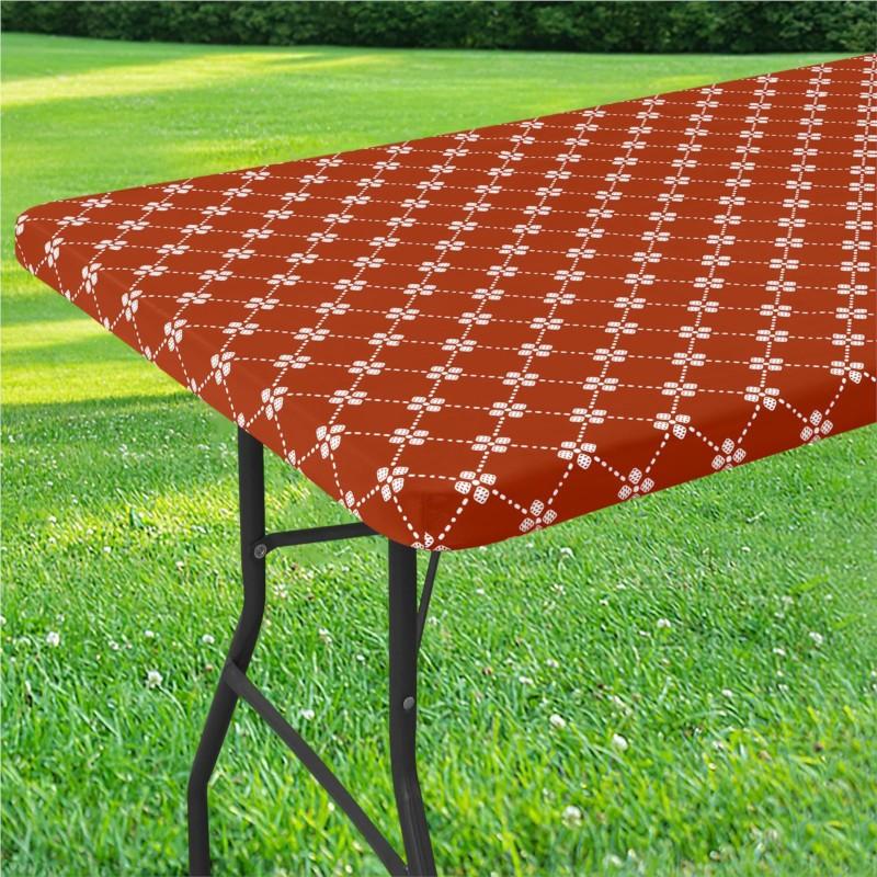 Homaxy Rectangle Vinyl Table Cloth Elastic Fitted Tablecloth With Flannel Backing Waterproof Plastic Table Cover Camp Tablecloth