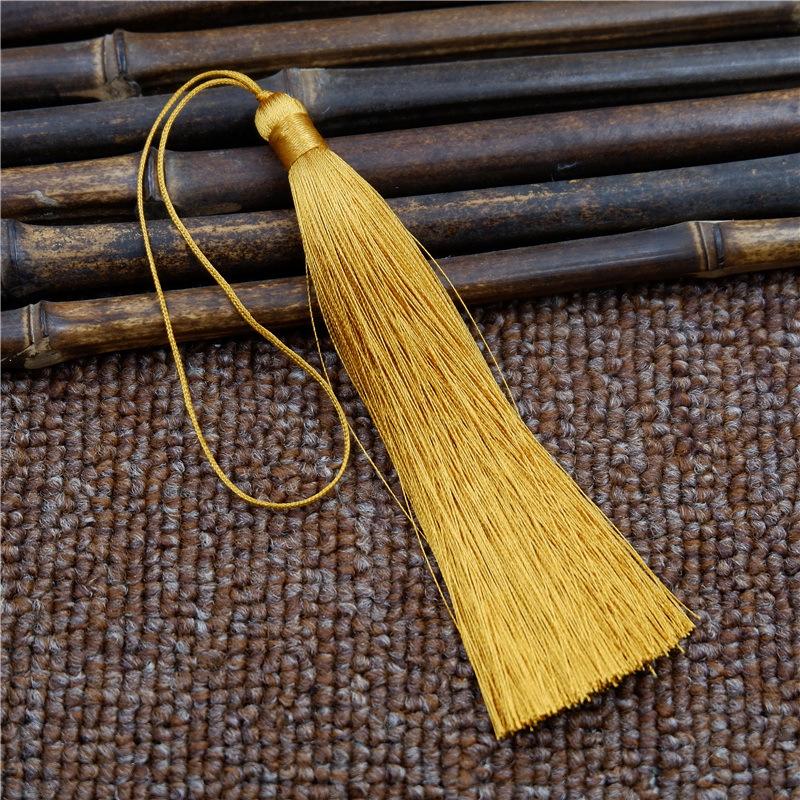 

12 см ледяной шелковый бахрома Suizi антикварный длинный подвесной веер с шипами древний ципао ханфу бахрома кулон ручной работы аксессуары 12Cm closed tassel хаки