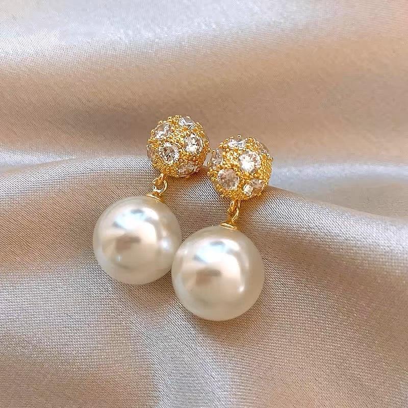 able and Luxurious Zircon Imitation Pearl Pendant Earrings, Women's Elegant Temperament, Daily Party Jewelry Gifts