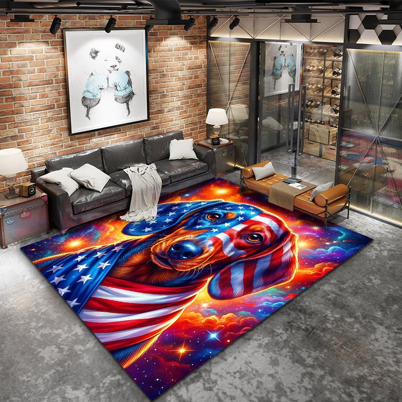 American Animal Pattern Square Carpet,Area Rug,Carpet Rug for Living Room Bedroom Sofa Playroom Decor,Non-slip Floor Mat,Holiday Birthday Gifts