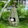 Natural Grass Weaved Bird Nest Handwoven Straw Bird Cage Bird Hut for Yard Decoration Outdoor Garden Hanging Nest Bird Accessory