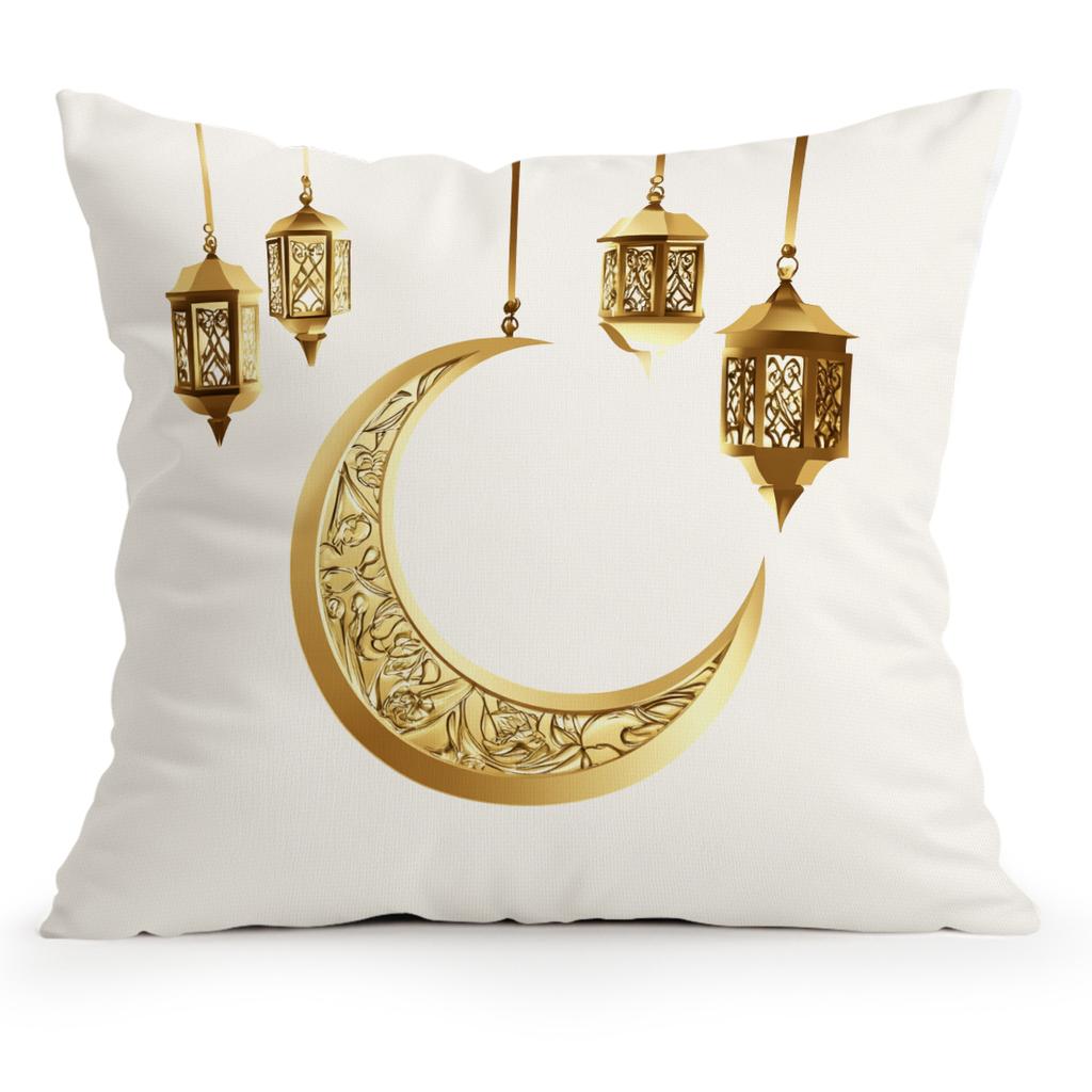 Golden Moon Lantern For Ramadan Pillowcase Bedroom Sofa Cushion Cover 100% Polyester Living Room Cushion Pillowcase Home Decor