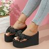 Fashion 11cm Wedge Flip Flops Sandals For Women Summer Platform Shoes Cute Bow Light Weight Girls Sexy High Heels Fashion Beach Slippers
