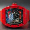 Used New Watch Richard Mille Type Quartz Homage Watch Rubber Tonneau Red Red Luxury Luxury Sports