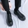 Herren Oxfords Schwarze Plateauschuhe Braun Schnürschuhe Höherlegende Dicke Sohle Lederschuhe