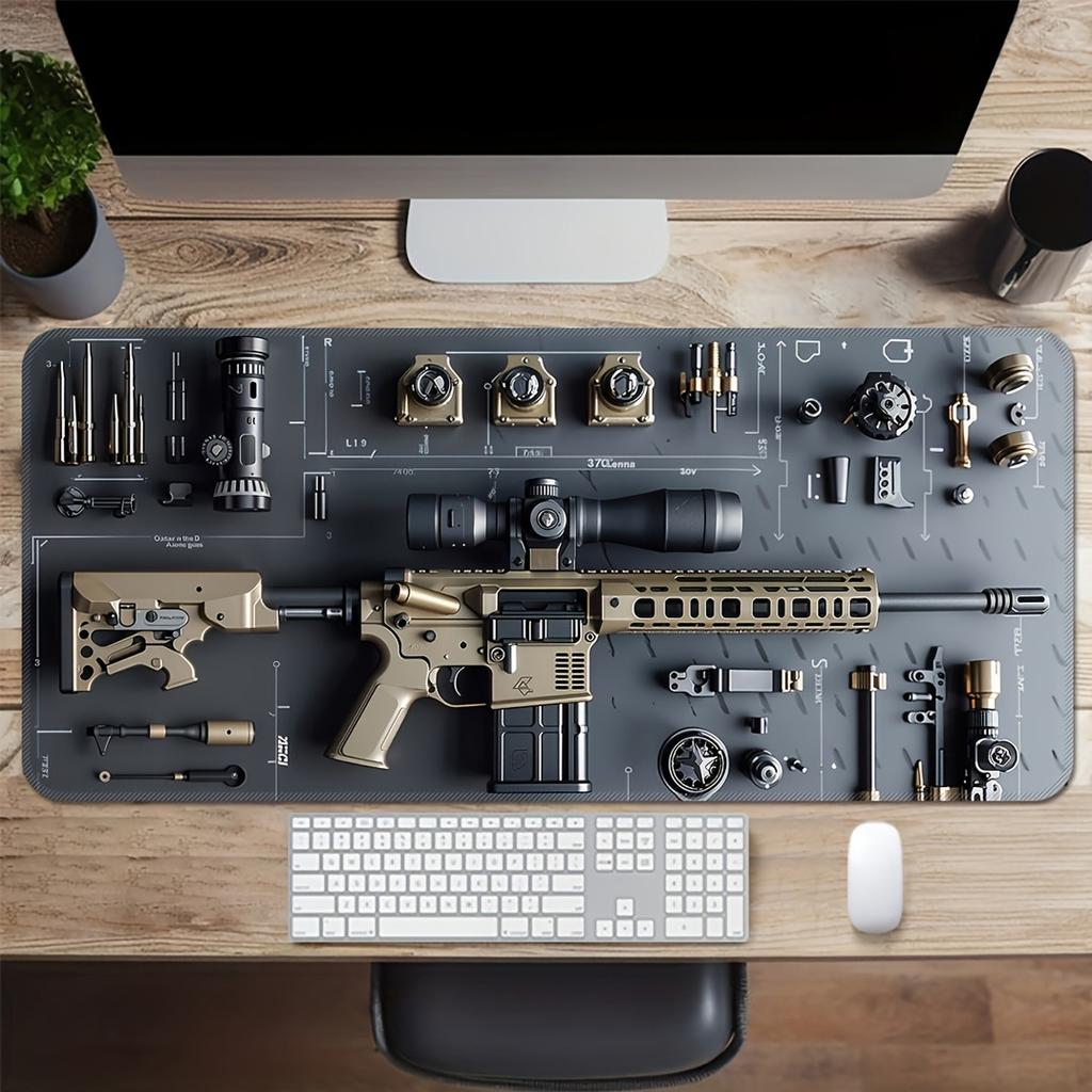 Tappetino per mouse pistola personalizzato grande all'ingrosso nero e-sports gioco integrato ip computer antiscivolo tappetino da scrivania per ufficio